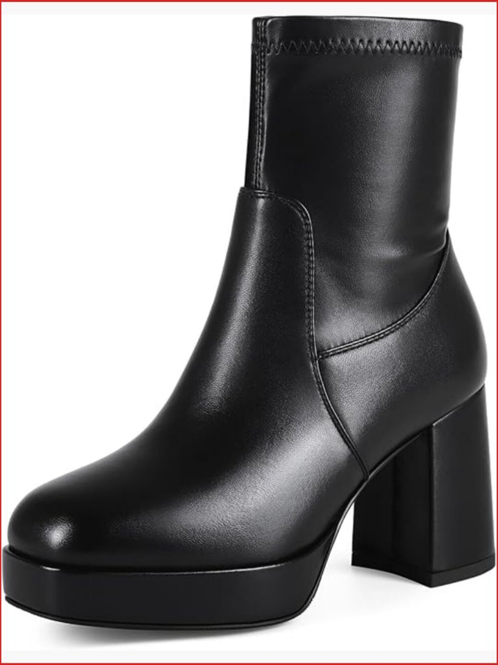 Women's Stretch Ankle Booties Chunky Heel Square Toe Platform Boots
